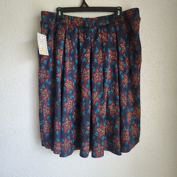 LuLaRoe Women's Blue Floral Aline Skirt W/ Pockets 3XL Stretch Waist Length 24" - Picture 1 of 4
